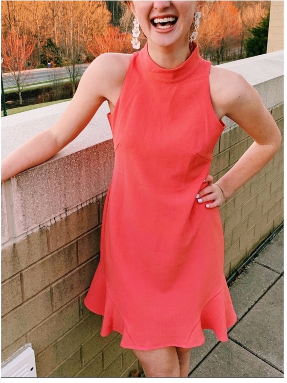 Vince Camuto Coral High-Neck Sleeveless Mini Dress